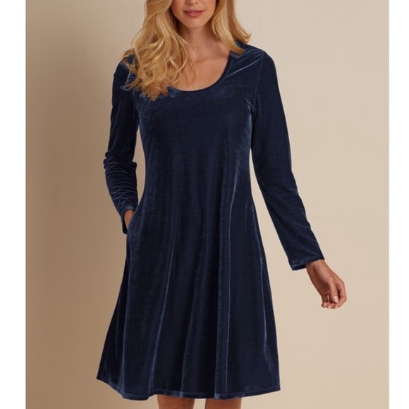 Soft Surroundings Blue Velvet Santiago Dress - Picture 1 of 6